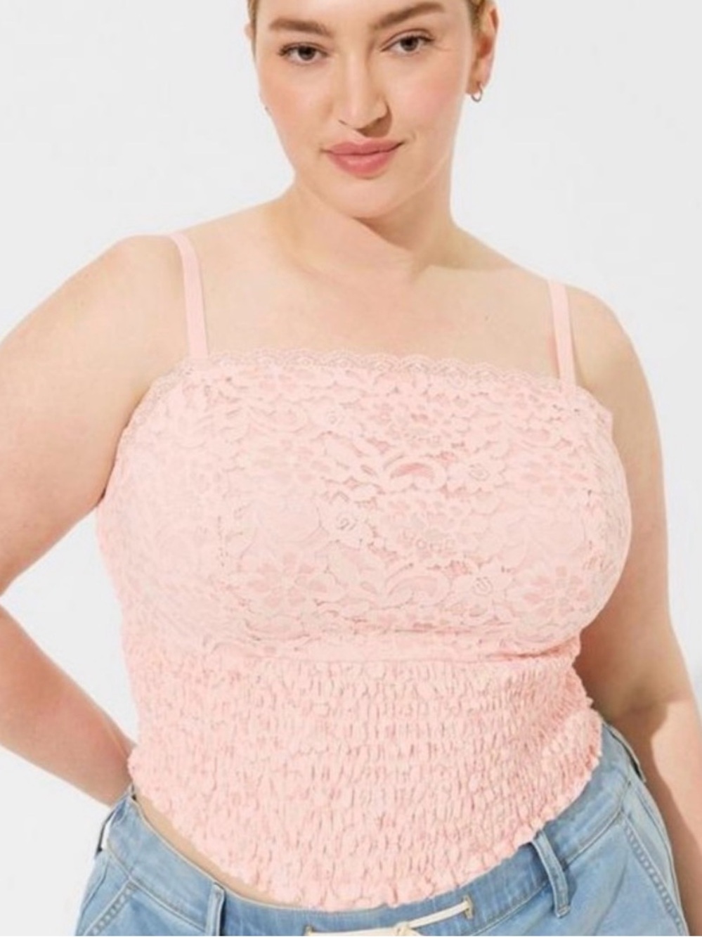 torrid Blush Lace Smocked Cami